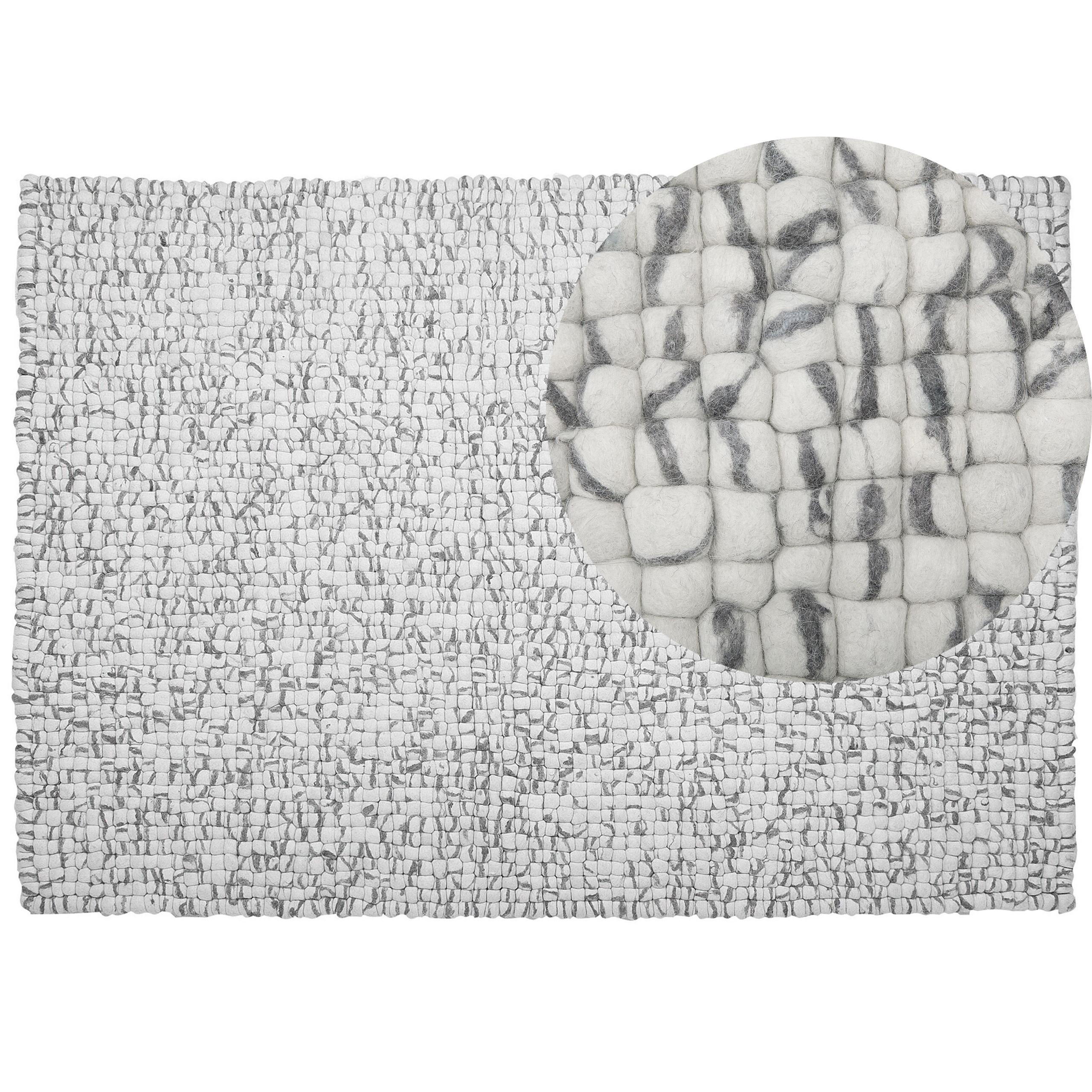 FILZKUGELTEPPICH Amdo 230/160 cm - Grau, Textil (160/230cm) - Beliani
