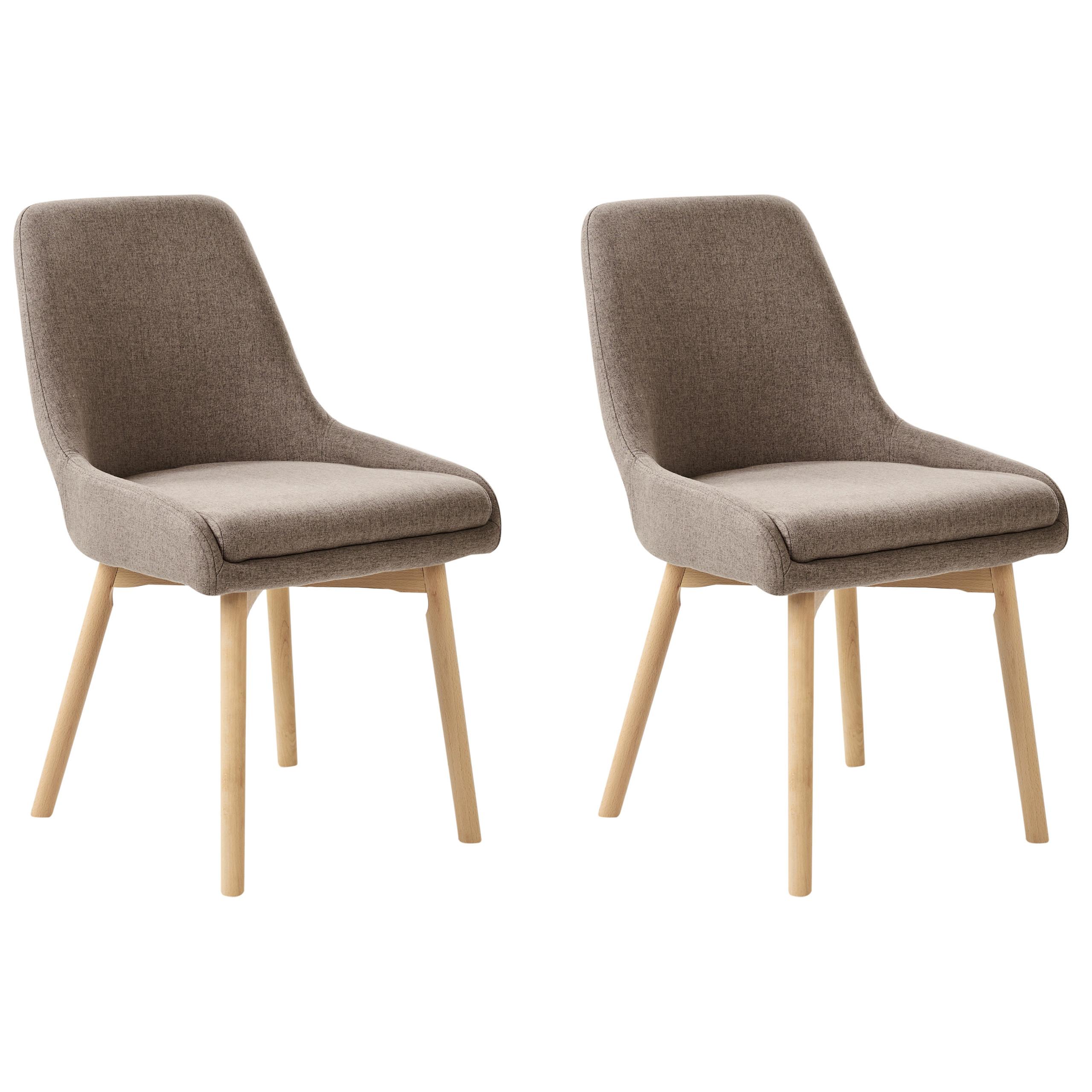 ESSZIMMERSTUHL 2er Set Stoff Braun Melfort - Braun, Holz/Textil (49/82/58cm) - Beliani