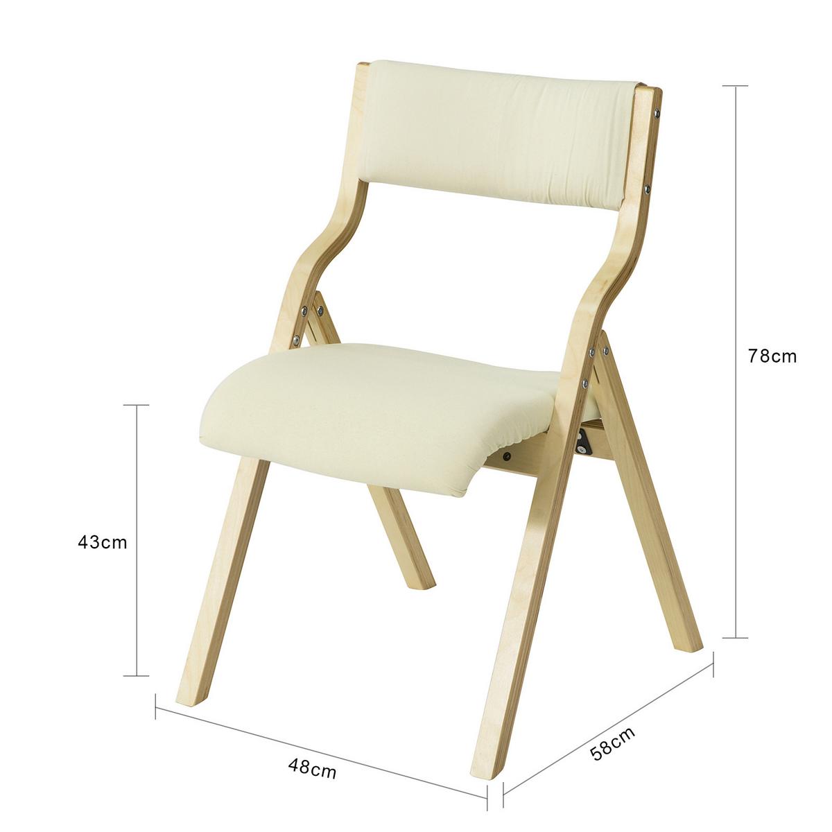 KLAPPSTUHL Birkenholz Gepolstert, 49x80x54cm, Weiß - Weiß, Holz/Holzwerkstoff (41/44/50cm) - SoBuy