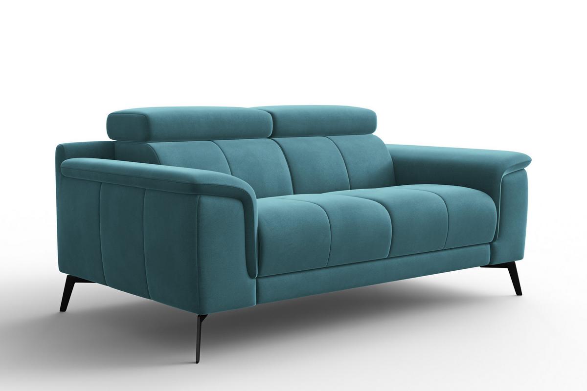 SOFA FIERO 2-Sitzer, Minter Veloursstoff - Schwarz/Mintgrün, Holz/Textil (170/82/103cm) - Courtois Laville