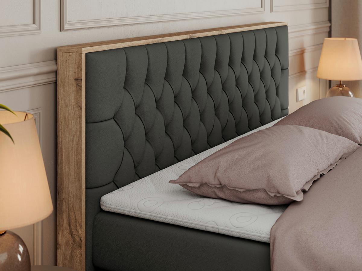 BOXSPRINGBETT AMORE KING 140/200 Dunkelgrau Kunstleder - H4 - Dunkelgrau, Holz/Textil (140/200cm) - MKS