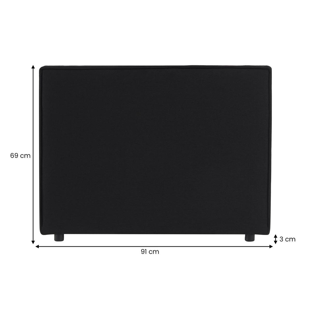 KOPFTEIL ANISA 90x190 cm schwarz - Schwarz, Textil (91/69/6cm) - IDIMEX