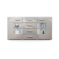 SIDEBOARD Noah Sandgrau Hochglanz - Sandfarben, Holzwerkstoff (139/72/35cm) - Vladon