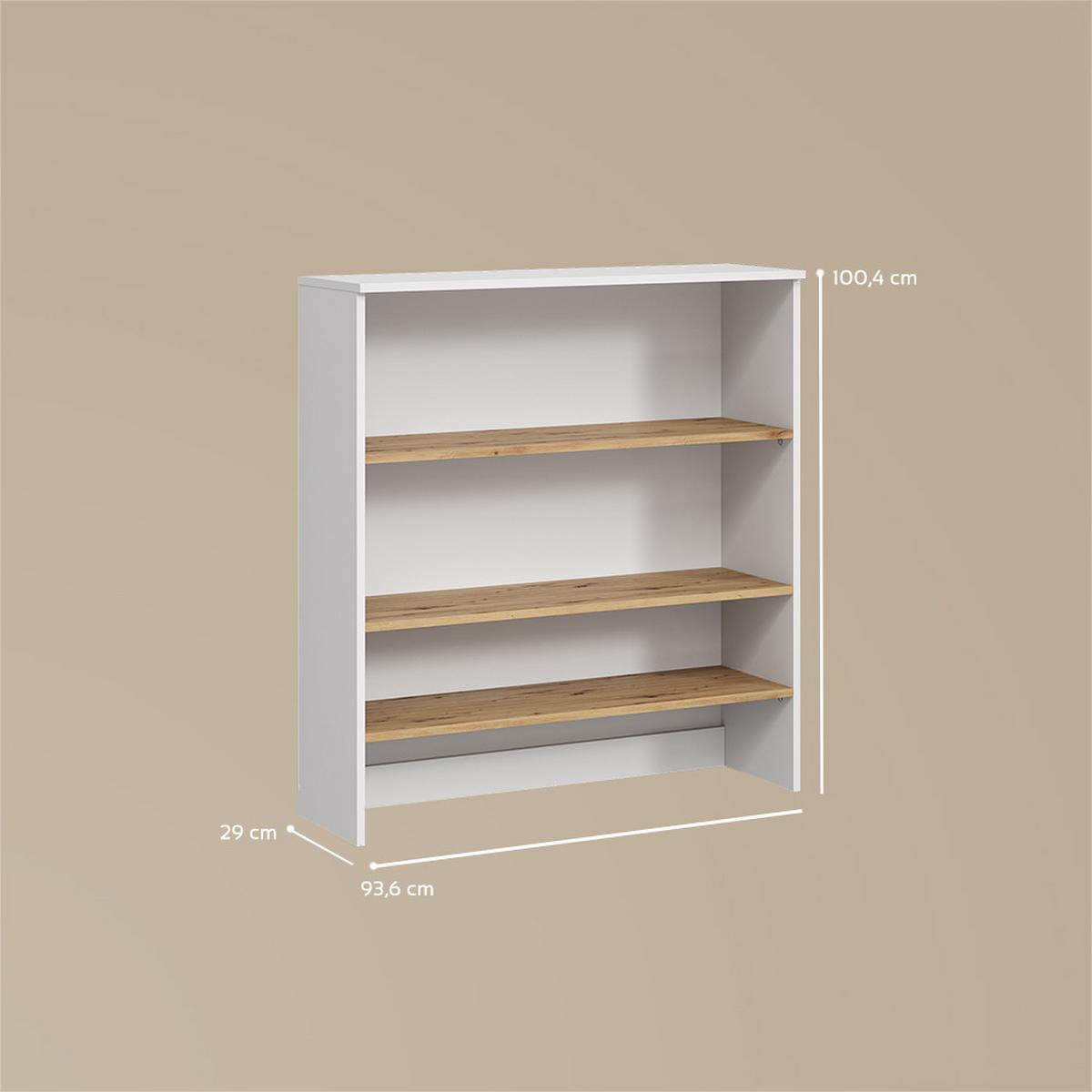 BADSCHRANK Paolina Weiß/Artisan 93.6 x 100.4 cm mit offenen Regalen - Weiß/Eiche Artisan, Holzwerkstoff (93.6/100.4/29cm) - Livinity®