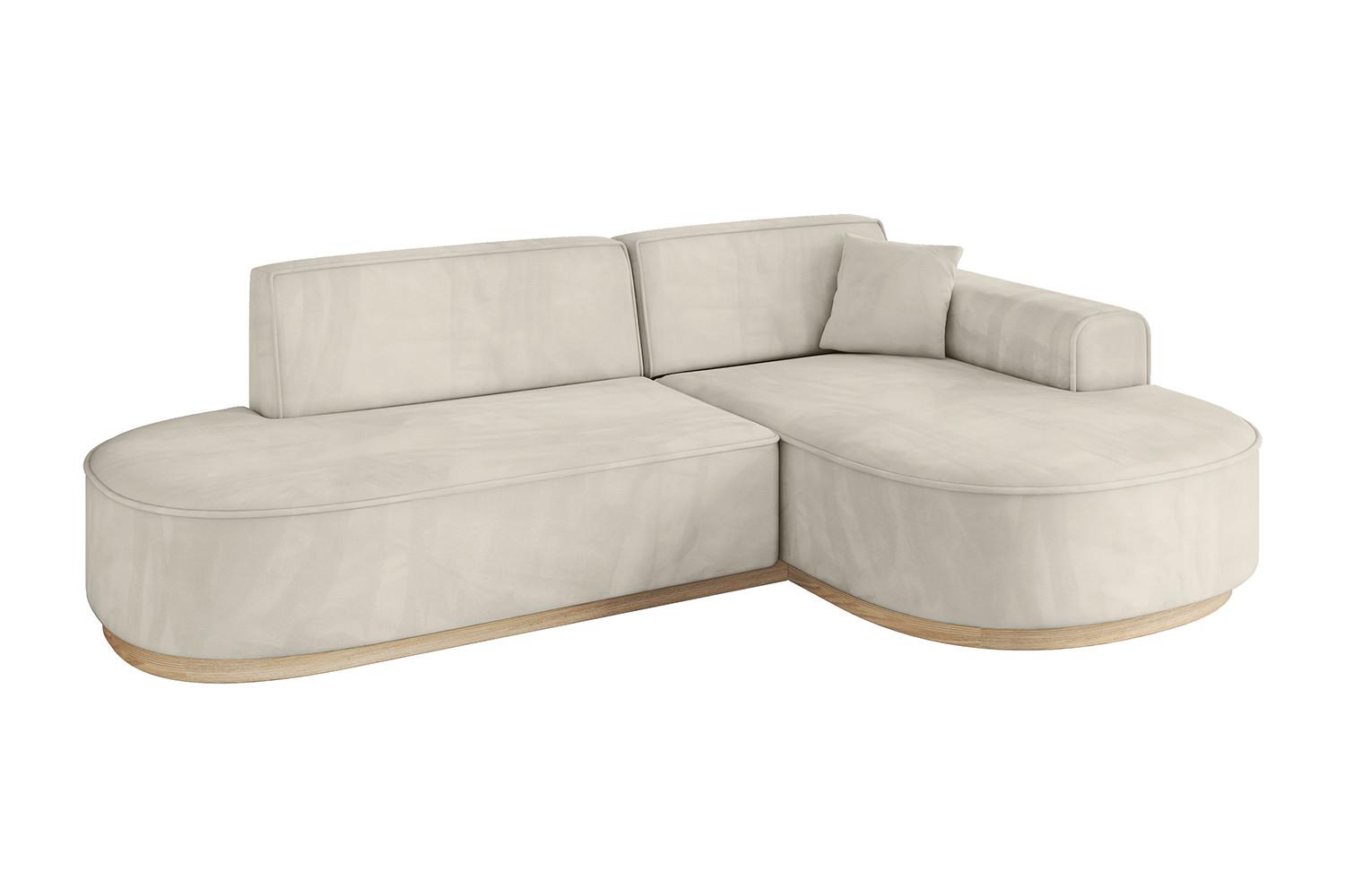 ECKSOFA Ottomane Rechts MARI-L1-v1 - 243x171x83 cm Ecru Velours - Ecru, Holzwerkstoff/Textil (171/243cm) - ALTDECOR