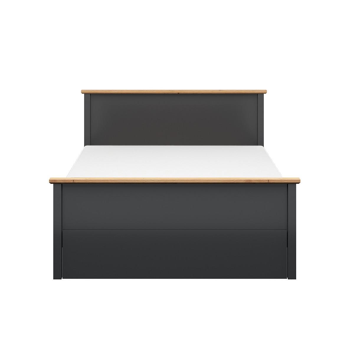 BETT 140/200 Duck Anthrazitgrau und Holz in Eichenoptik - Grau, Holzwerkstoff (140/200cm) - Petits-meubles