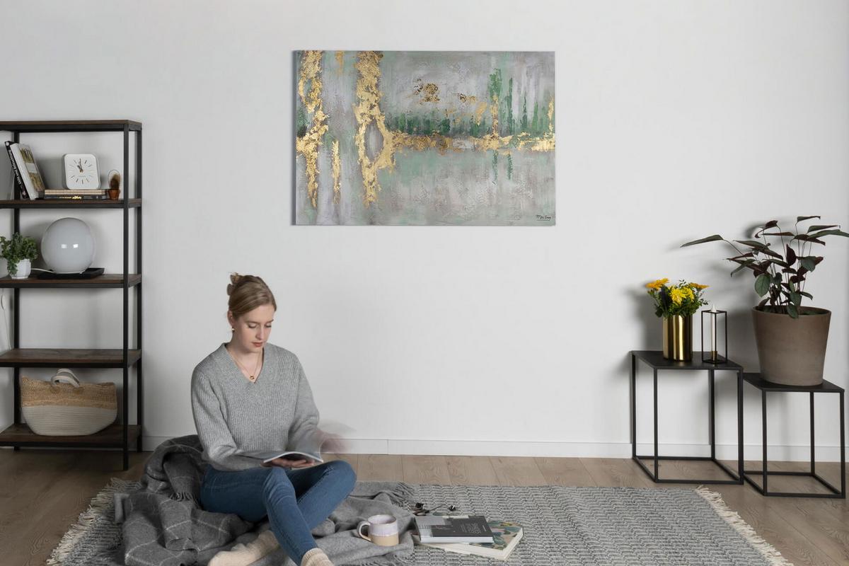 ÖLGEMÄLDE 120/80 cm - Grün, Holz/Textil (120/80cm) - KUNSTLOFT