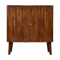 SCHRANK mit 2 Türen, 2 Regale, Nordische Beine, Braun - Messingfarben/Braun, Holz/Metall (75/80/35cm) - Artisan Furniture