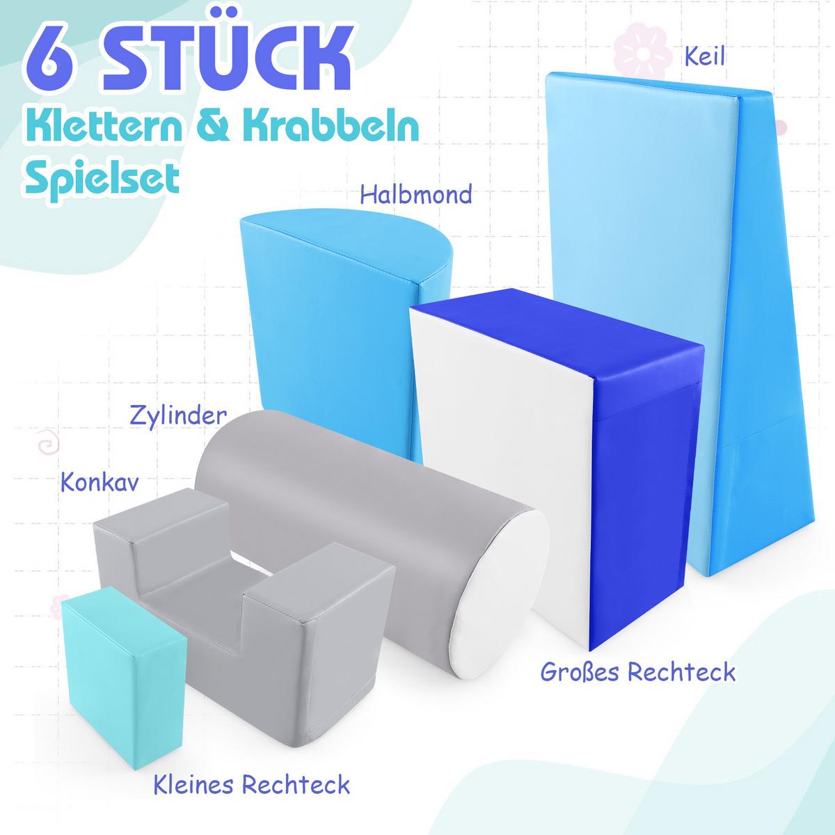 SCHAUMSTOFFBLOCK Blau (6-teilig) - Blau, Leder (60/20/40cm) - COSTWAY