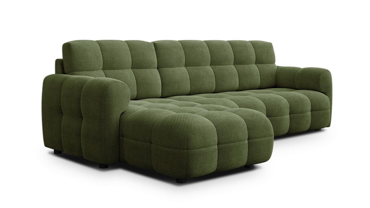ECKSOFA MELLOW 4-Sitzer, olive - Schwarz/Grün, Holz/Textil (262/156cm) - Wozimo