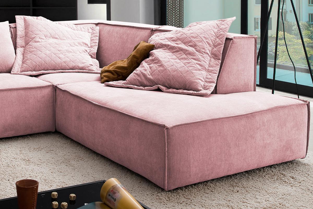 ECKSOFA SAMU Pink Webstoff - Schwarz/Rosa, Textil (226/224cm) - KAWOLA