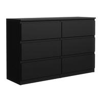 KOMMODE NUDO 120/78,5/39cm mit 6 Schubladen Türen Schwarz - Schwarz, Holzwerkstoff (120/78.5/39cm) - MASSENO
