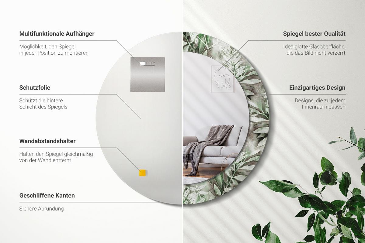 SPIEGEL Rund Ø 60 cm mit Aufdruck - Multicolor, Glas (60/60/0.4cm) - Wallfluent