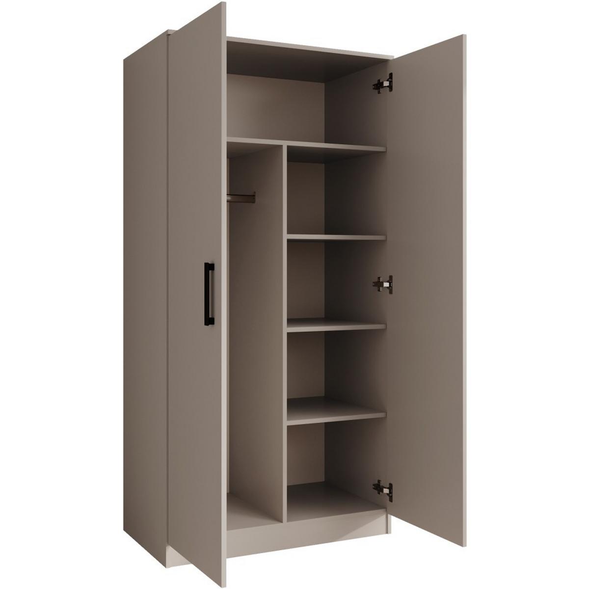 DREHTÜRENSCHRANK Trend, ohne Schubladen, Kaschmir - Kaschmir/Schwarz, Holzwerkstoff (90/180/50cm) - Beautysofa