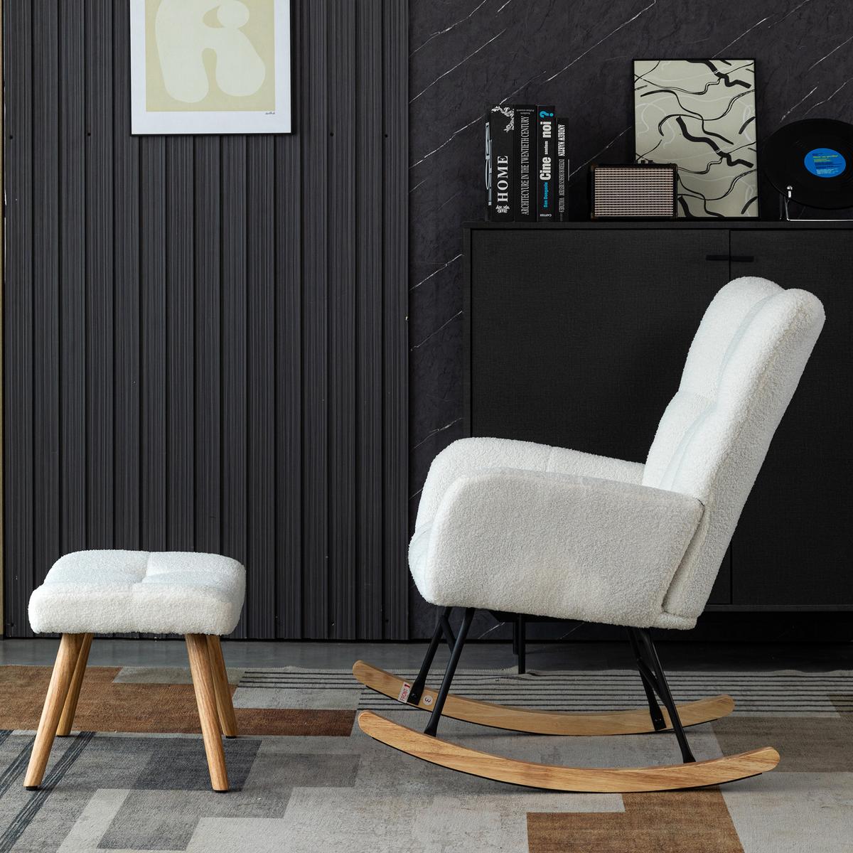 SCHAUKELSTUHL White - Weiß, Textil (69/33/69cm) - Urban Meuble