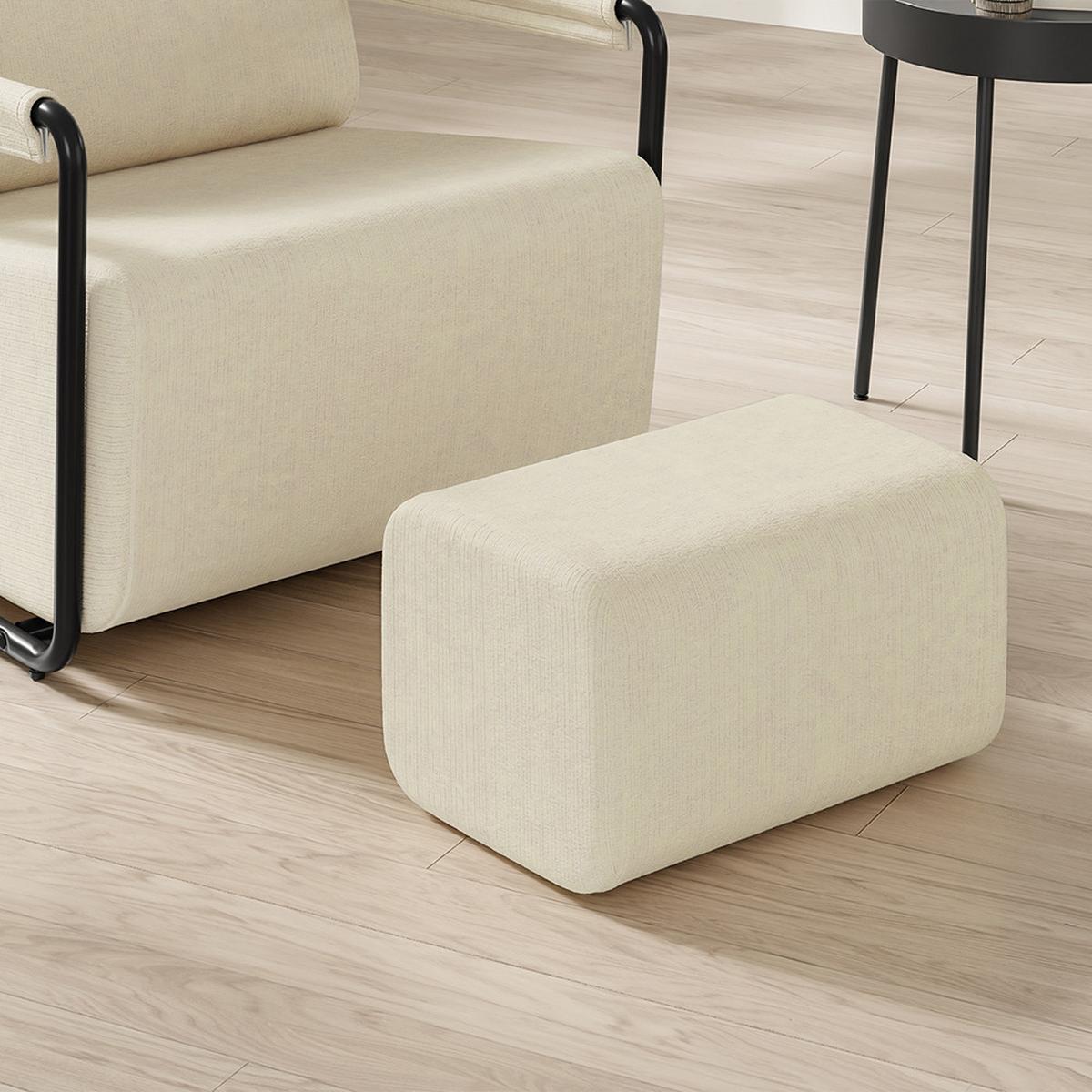SESSEL mit Hocker FST99-MI - Ahornfarben/Creme, Fell/Metall (59/78/74cm) - SoBuy