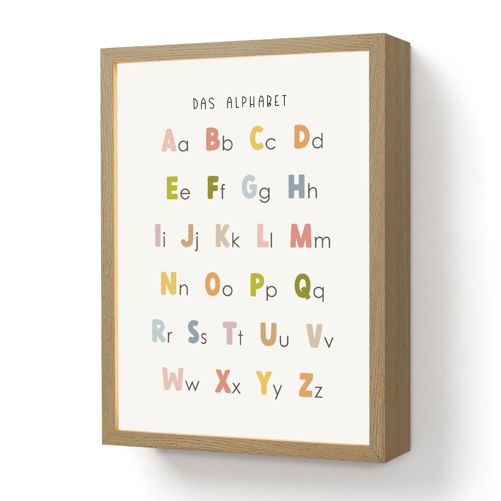NACHTTISCHLAMPE MIT AKKU Pädagogisch - Alphabet lernen - Farbenfroh - Weiß - Buchstaben 30x40 cm - Weiß, Holzwerkstoff (8/30/40cm) - OnlyWow
