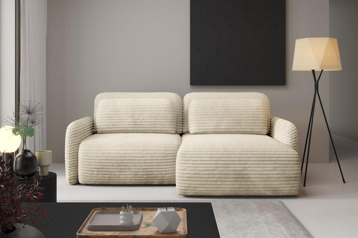 ECKSOFA Simone Mit Schlaffunktion - Creme, Holzwerkstoff/Textil (165/240cm) - Fun Möbel