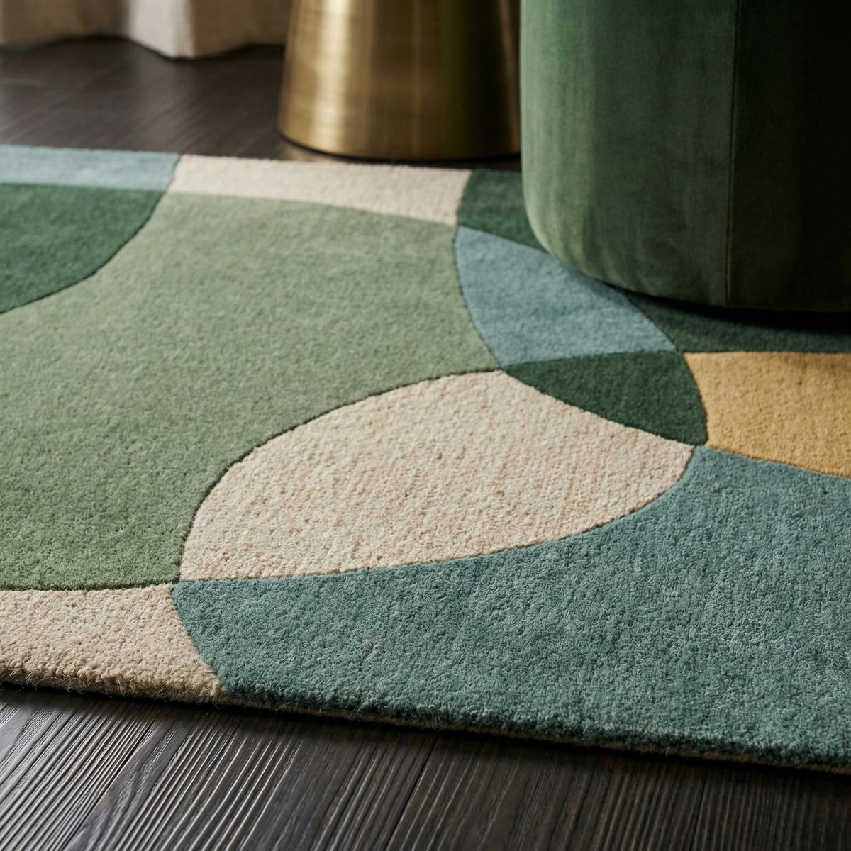 WOLLTEPPICH AIRE, abstrakt, aus Wolle, Grün, 200 x 290 cm - Grün, Textil (290/200cm) - KADIMA DESIGN