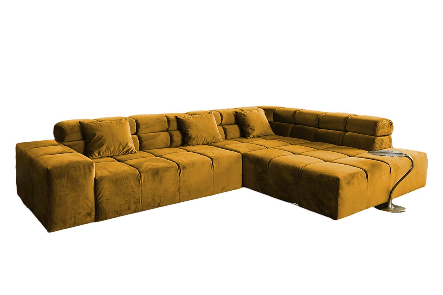 ECKSOFA NEVADA Gelb Velvet - Currygelb/Gelb, Textil (319/215cm) - KAWOLA