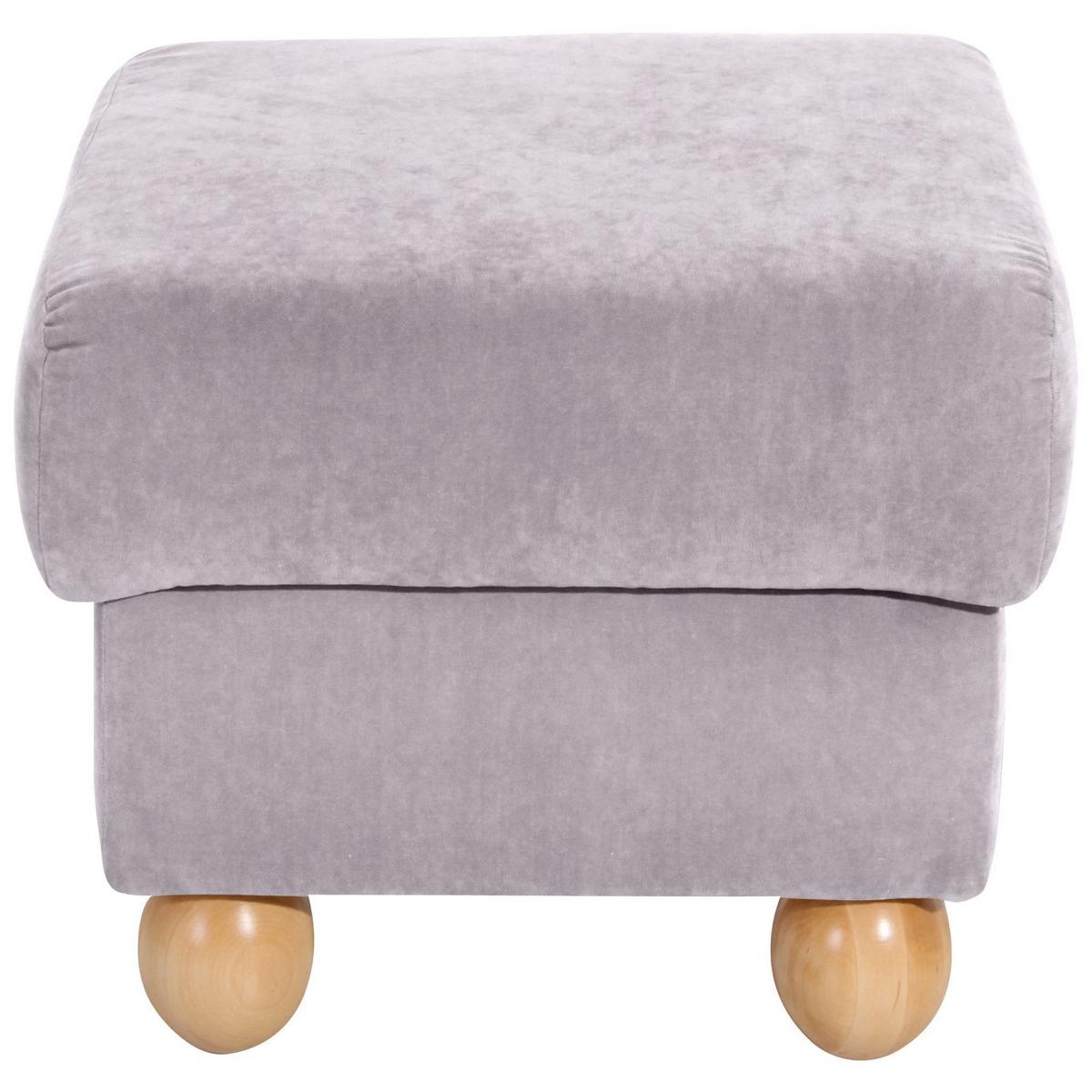 HOCKER Kasha Bezug Veloursstoff Buche natur / silber - Silberfarben/Buchefarben, Kunststoff (54/48/54cm) - 58aufmkessel