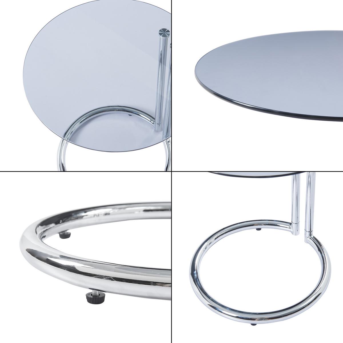 BEISTELLTISCH Ylivieska - Chromfarben/Grau, Glas/Metall (44.5/44.5/46cm) - [en.casa]