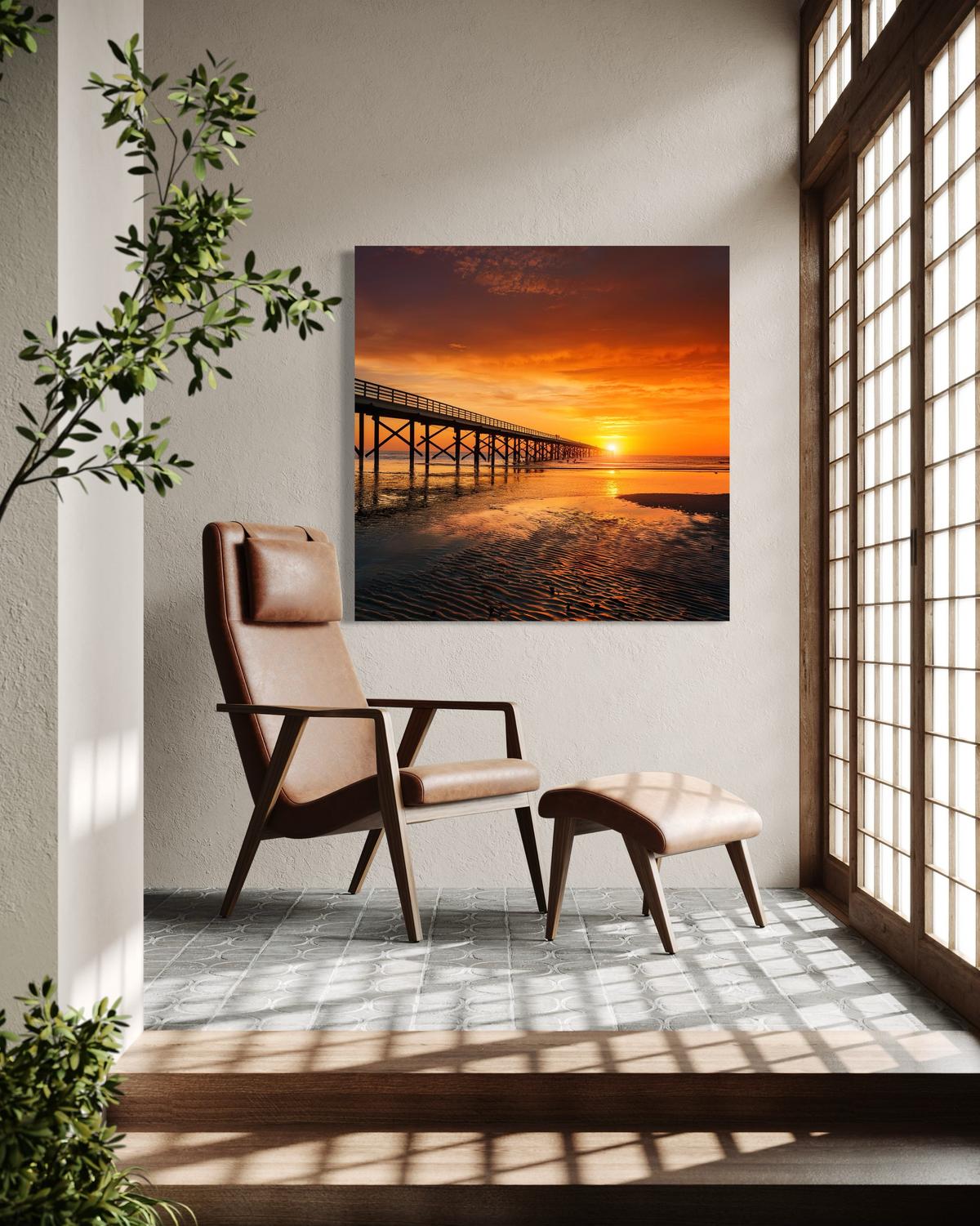 WANDBILD meer natur himmel sonnenuntergang - Orange, Textil (30/30cm) - Feeby