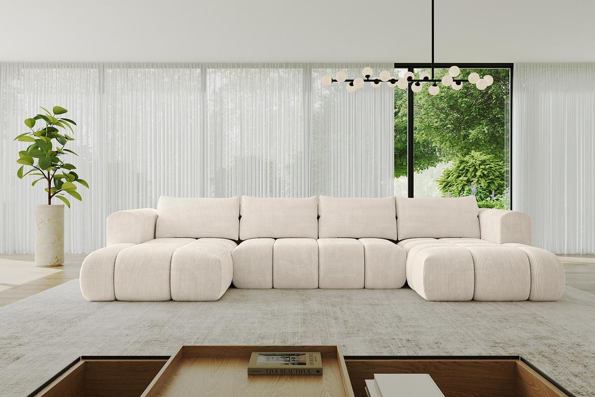 WOHNLANDSCHAFT CLOUD-U 405x185x90 Beige Cord - Beige, Holzwerkstoff/Kunststoff (405/90/185cm) - ALTDECOR