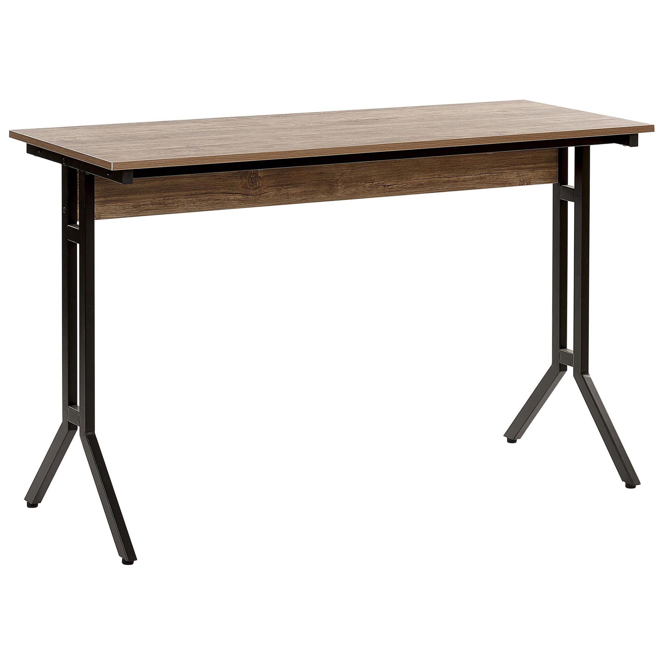 SCHREIBTISCH dunkler Holzfarbton 120/48/76 cm Creek - Dunkelgrau, Holzwerkstoff (48/120/76cm) - Beliani