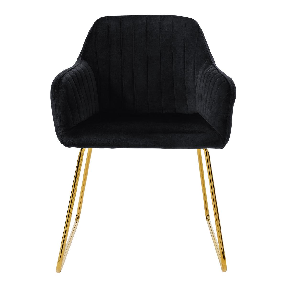 ESSZIMMERSTÜHLE 2er Set Schwarz Samt - Goldfarben/Schwarz, Textil/Metall (60/82/57cm) - ML-DESIGN