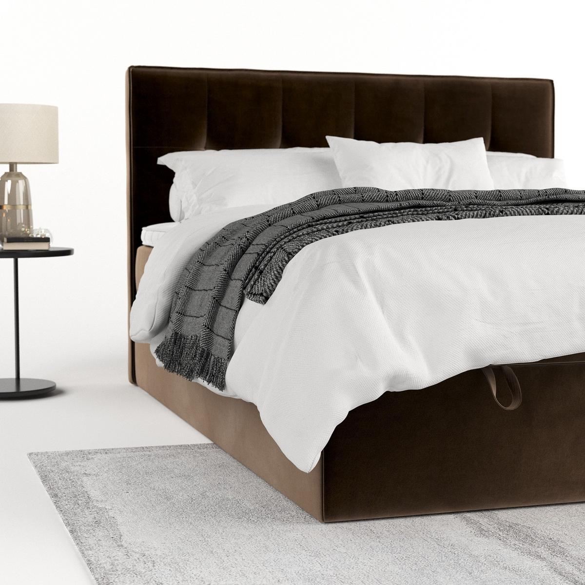 BOXBETT Tivra 140/200 cm Braun im Kronos Stoff - Schwarz/Braun, Holz/Holzwerkstoff (140/200cm) - AltaBeds