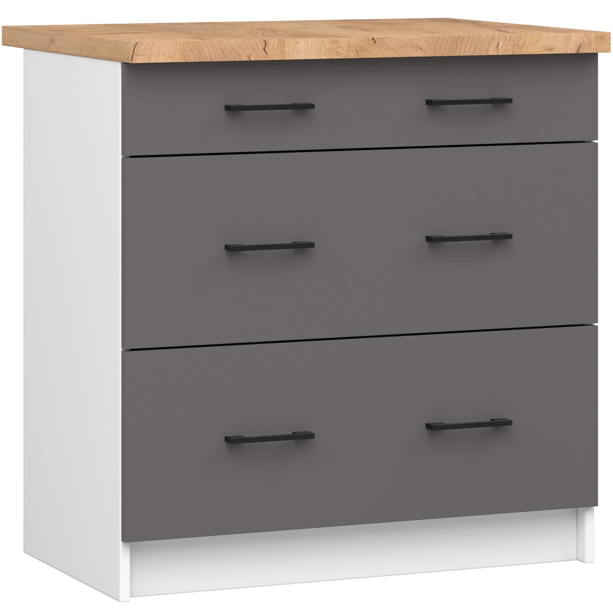 UNTERSCHRANK Weiß, Graphit Grau 85/80/46 - Dunkelgrau/Weiß, Holzwerkstoff (80/85/46cm) - RAUMHIRSCH FURNITURE