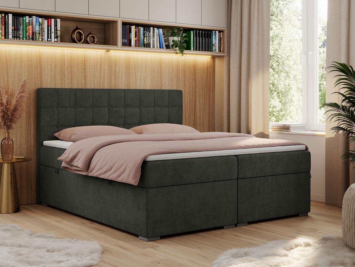 BOXBETT CARMEN 200/200 Dunkelgrau Struktur - H3 - Dunkelgrau, Holz/Textil (200/200cm) - MKS