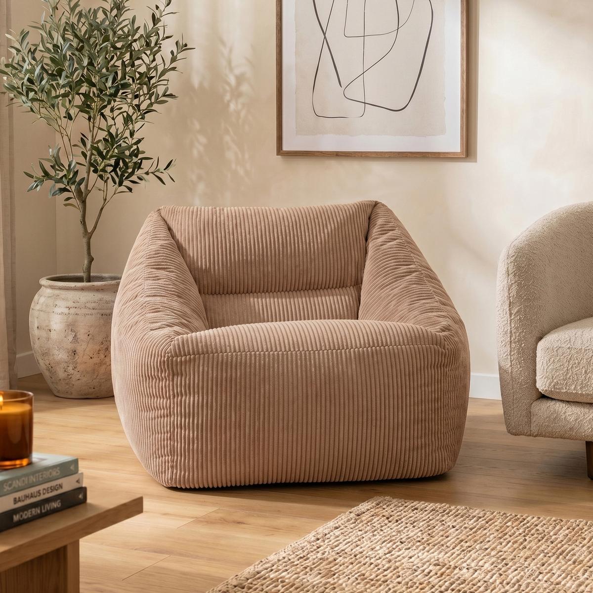 SITZSACK Cord Sessel Natalia - Mokka, Textil (97/73/84cm) - icon