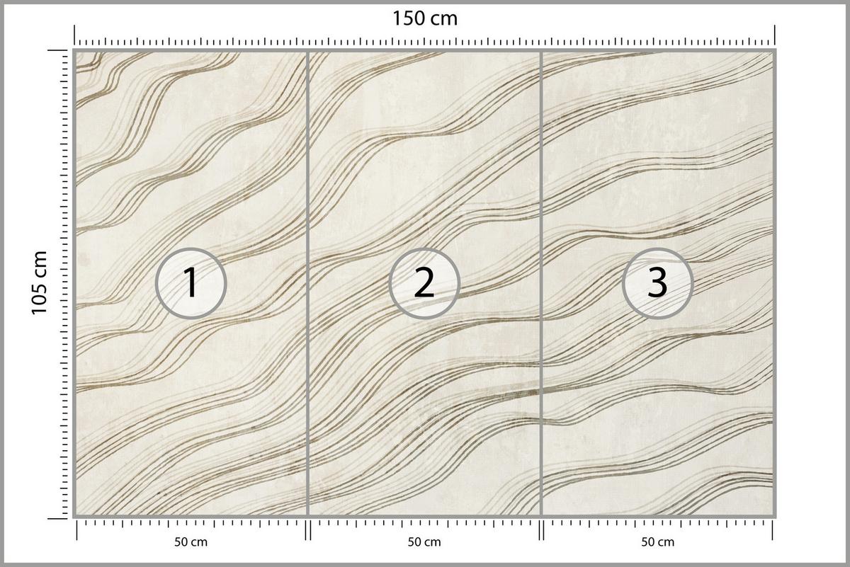 FOTOTAPETE für Wohnzimmer Beige Wellen Abstraktion 150x105 - Beige, Papier (150/105cm) - Muralo