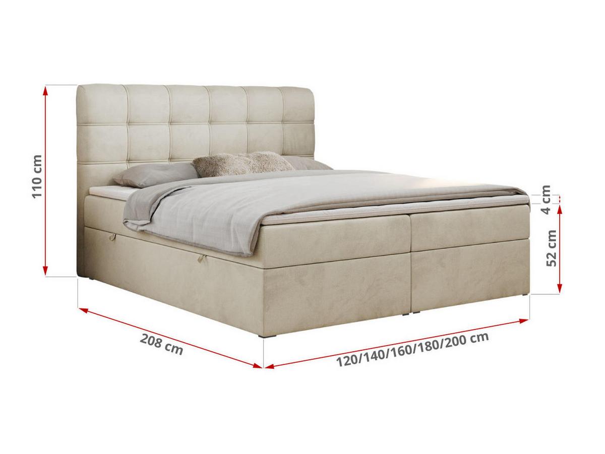 BOXBETT FAST 160/200 Beige Velvet - H4 - Beige, Holz/Textil (160/200cm) - MKS