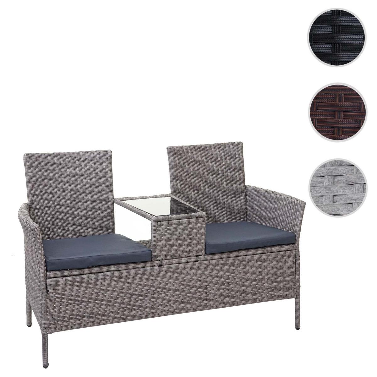 POLY-RATTAN SITZBANK Hellgrau, Grau - Hellgrau/Grau, Kunststoff (132/84/55cm) - MCW