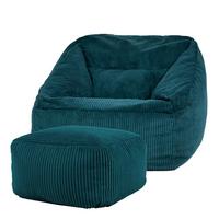 SITZSACK Cord Sessel Natalia mit Hocker - Grün, Textil (97/73/84cm) - icon