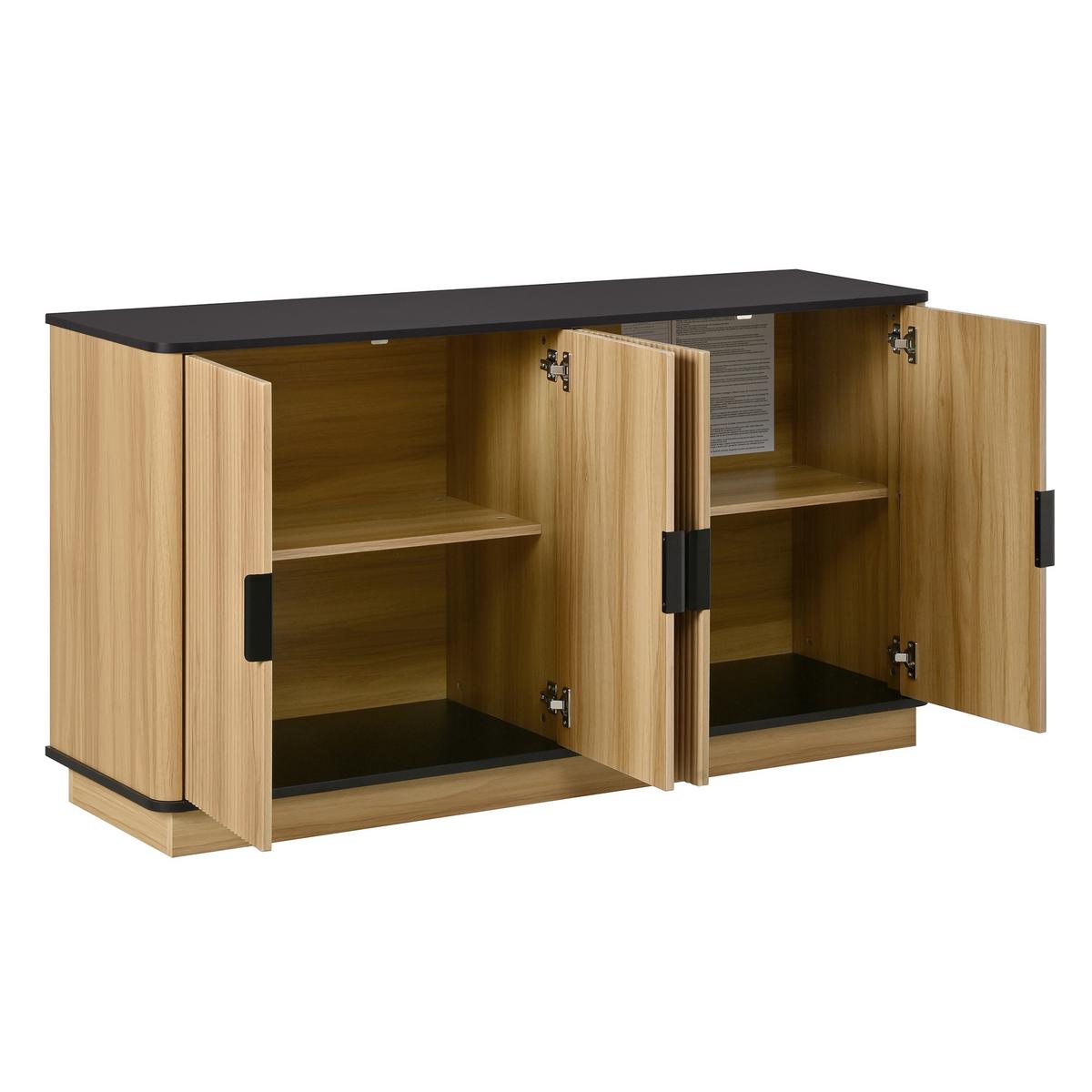 SIDEBOARD in Holzoptik mit Riffel-Design, mit 4 Türen und stummen Scharnieren - Naturfarben, Holzwerkstoff (139/75/40cm) - Urban Meuble