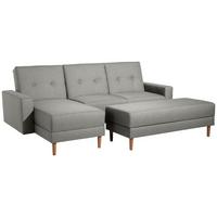 FUNKTIONSSOFA mit Hocker Kattie Flachgewebe hellgrau - Hellgrau, Kunststoff (144/230cm) - 58aufmkessel