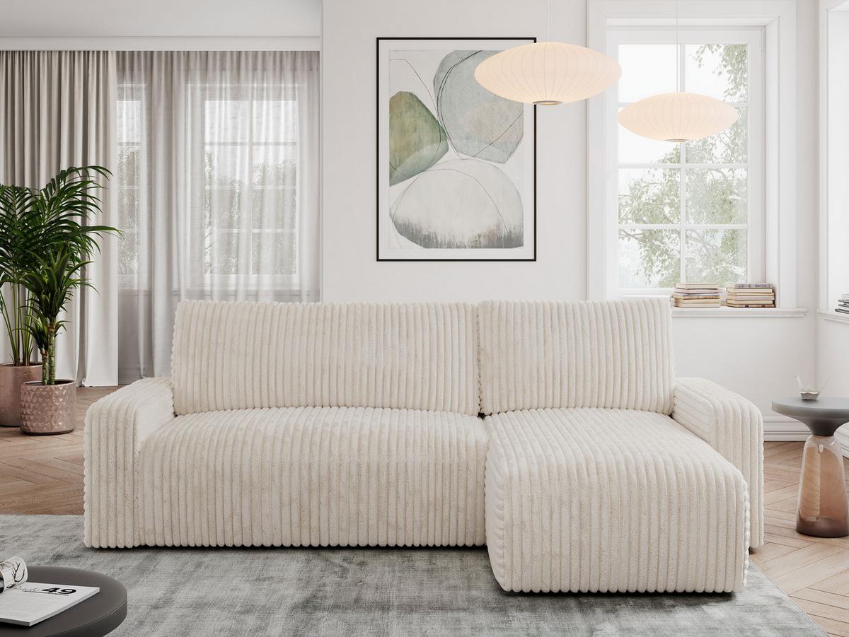 ECKSOFA ARGOS Beige Cord - Beige/Schwarz, Kunststoff/Textil (245/150cm) - MKS