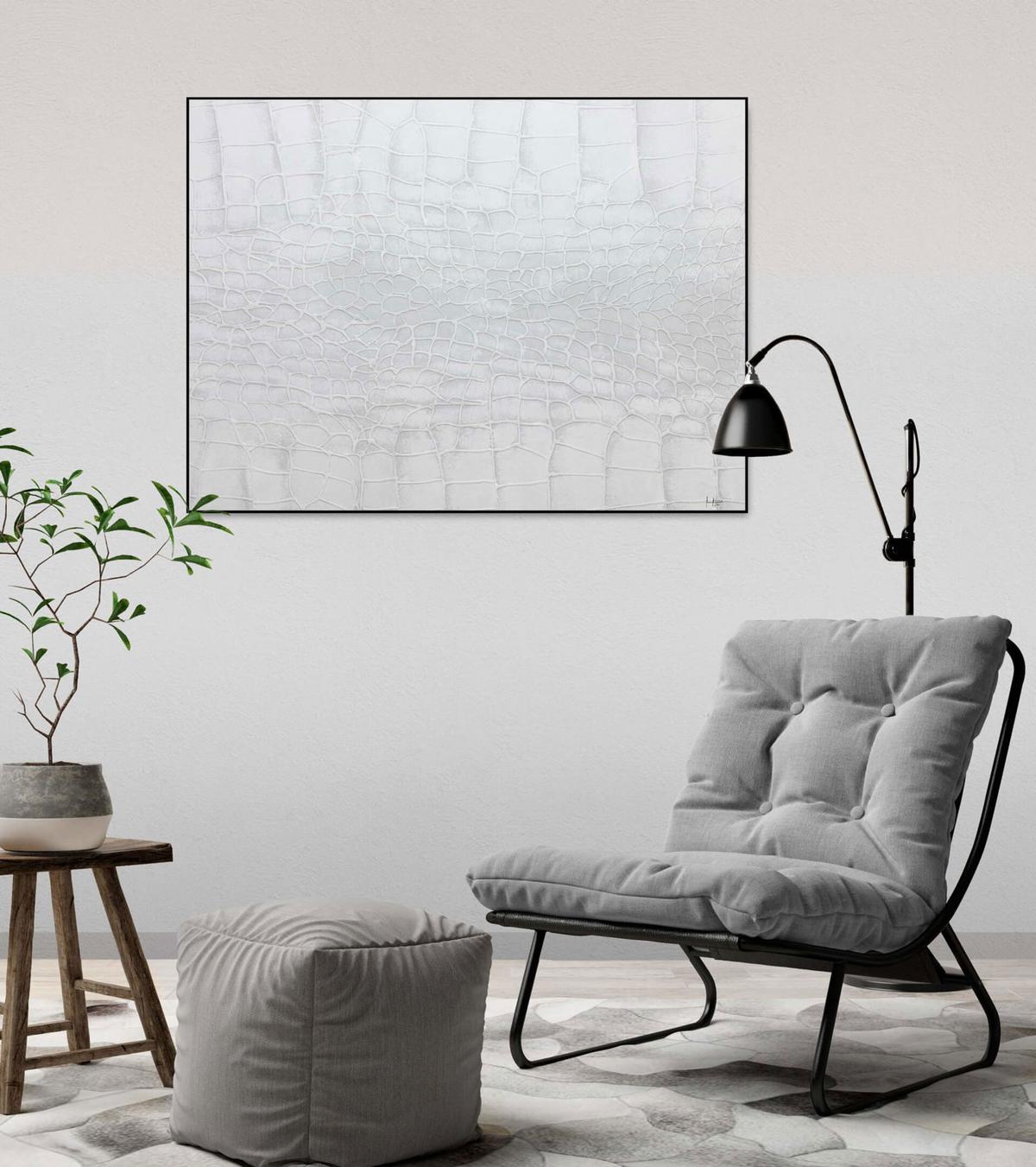 ACRYLBILD HANDGEMALT 100/75 cm - Weiß, Holz/Textil (100/75cm) - KUNSTLOFT