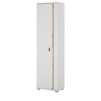 STAURAUMSCHRANK weiß matt, Eiche Wotan 55 x 200 cm, Mehrzweckschrank inklusive Frontbeleuchtung - Eiche Wotan/Silberfarben, Holzwerkstoff/Kunststoff (55/200/35cm) - Furn.Design