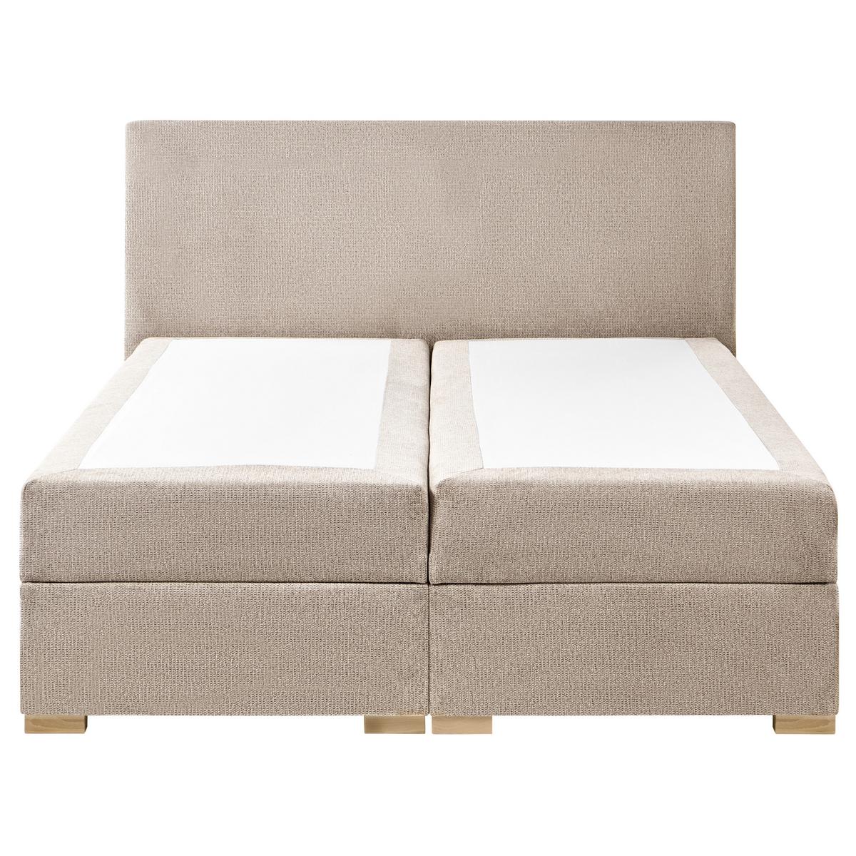 BOXSPRINGBETT mit Stauraum 140/200 cm Stoff Taupe Major - Taupe, Textil (140/200cm) - Beliani