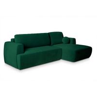 ECKSOFA SENTI K R-S Grün Plüsch-Stoff mit Schlaffunktion - Schwarz/Grün, Holz/Kunststoff (246/148cm) - MASSENO