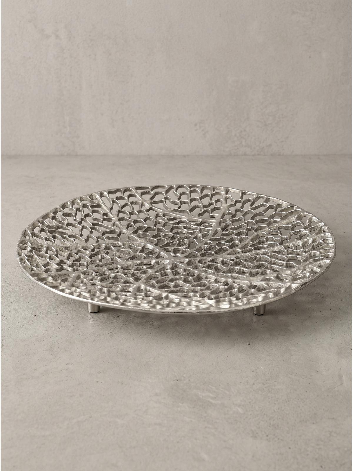 DEKOSCHALE ASTLUX, Aluminium, handgefertigt, Silber, Ø 44 x 4 cm - Silberfarben, Metall (44/4cm) - KADIMA DESIGN