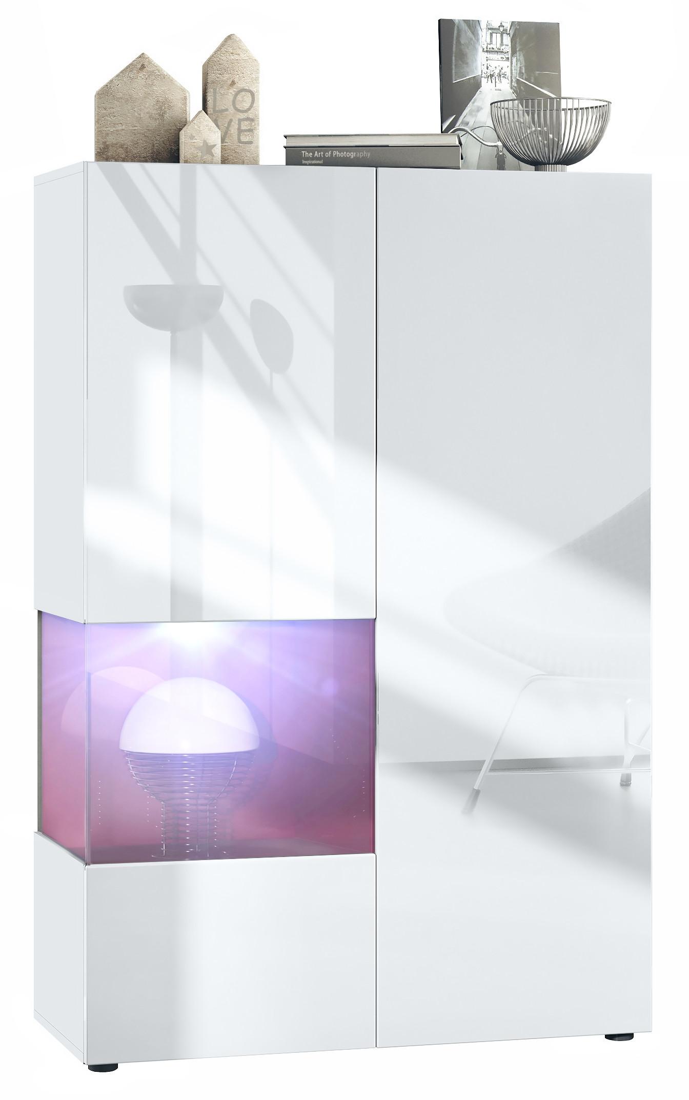 VITRINE Morena Einsatz in Bordeaux Hochglanz - Bordeaux, Holzwerkstoff (91.5/136.5/37cm) - Vladon