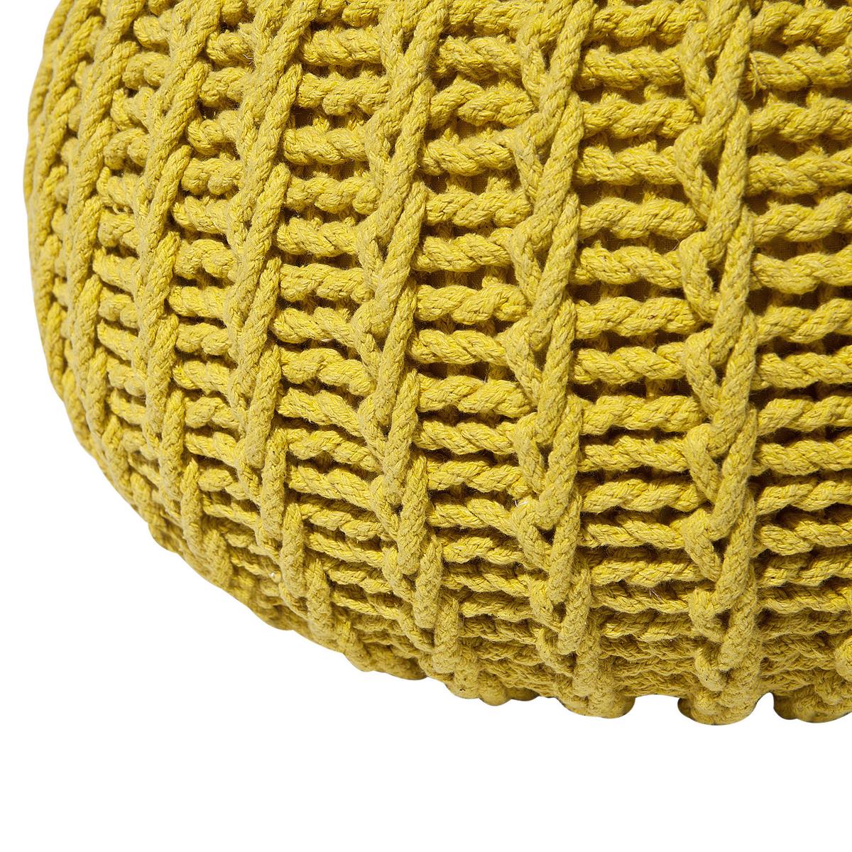 POUF Conrad 50/50/35 cm - Gelb, Naturmaterialien/Textil (50/35/50cm) - Beliani