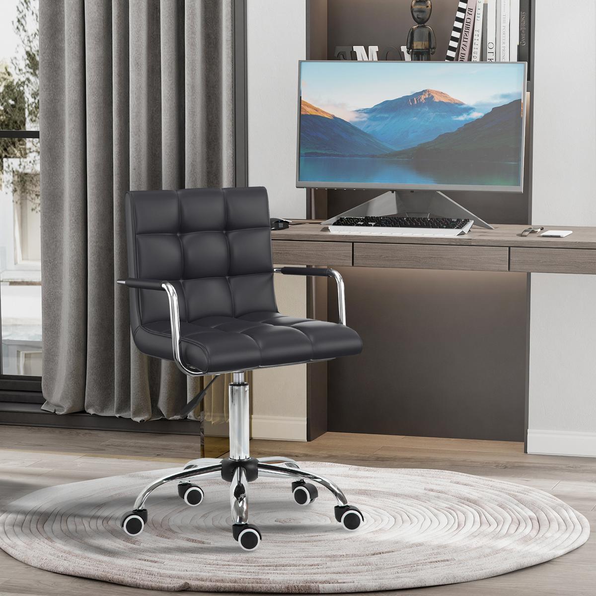 BÜROSTUHL Drehstuhl Rollhocker Drehhocker Arbeitshocker Stuhl Sessel Schwarz - Schwarz, Kunststoff (54/99/52.5cm) - HOMCOM