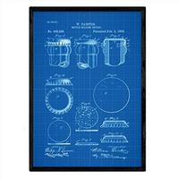 POSTER Patent Vorrichtung Verschlossene Flasche A3 Rahmenlos - Blau, Papier (29.7/5/42cm) - Nacnic